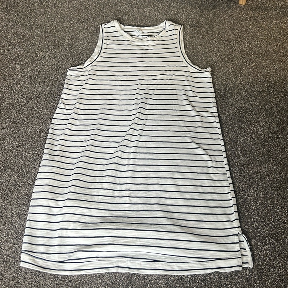 White and Navy Cotton Tank Dress
